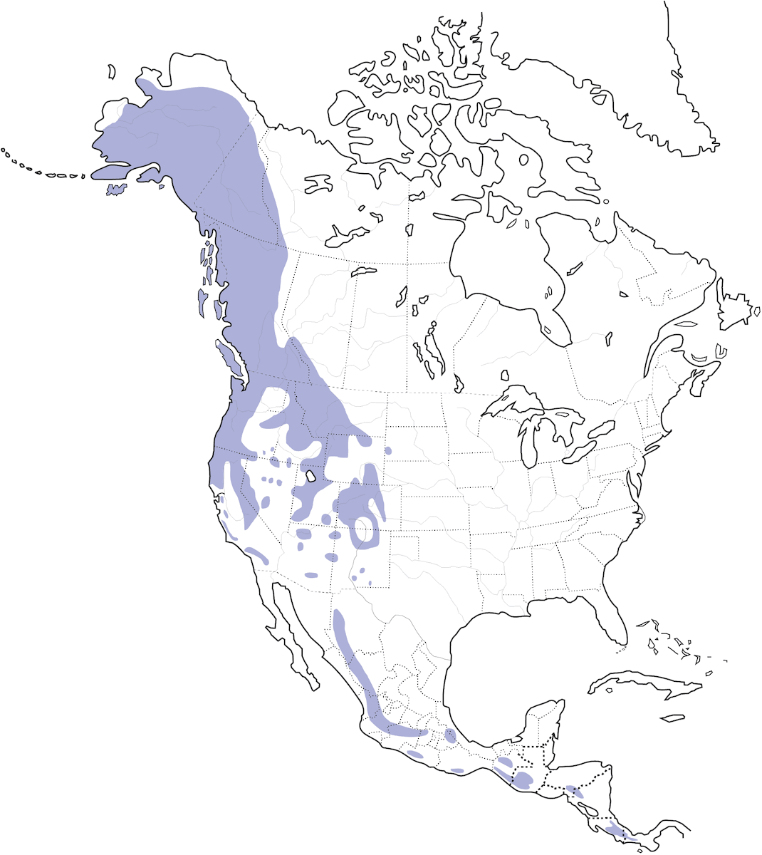 Mirlo acuático americano, Distribución 1