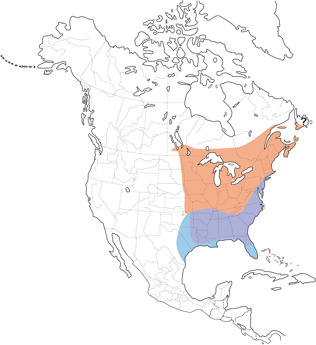 Beccaccia americana, Distribuzione 1