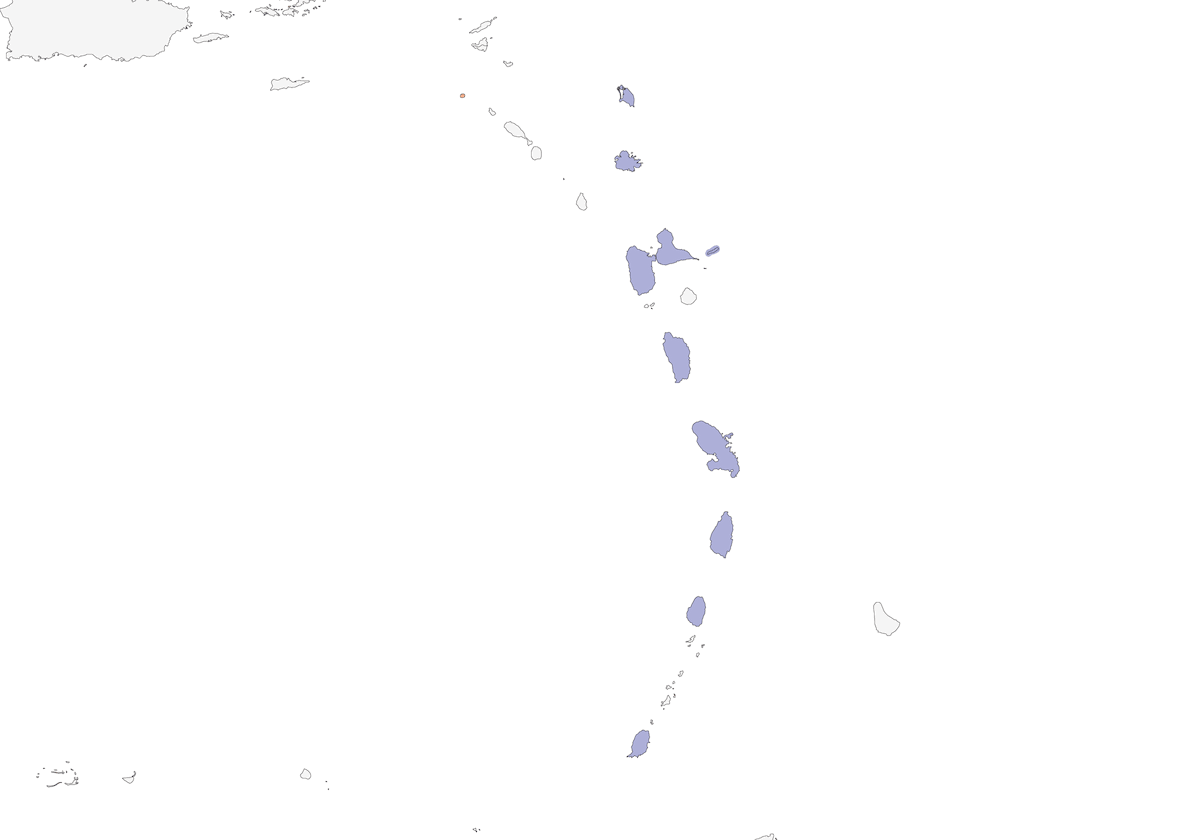 Eufonia de las Antillas Menores, Distribución 1