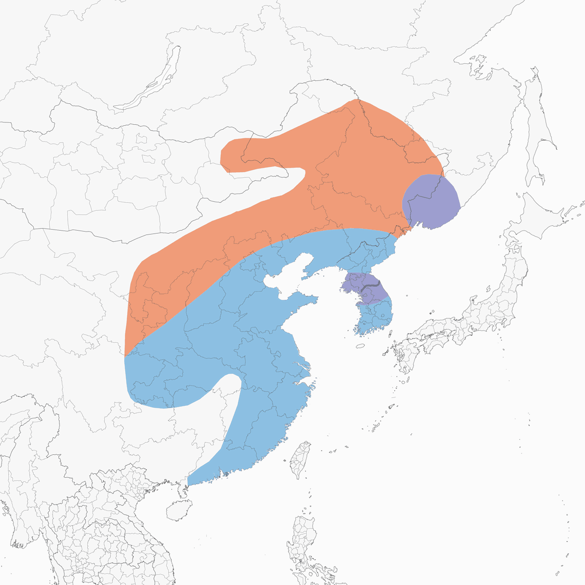 Chinese Gray Shrike, 分布 1