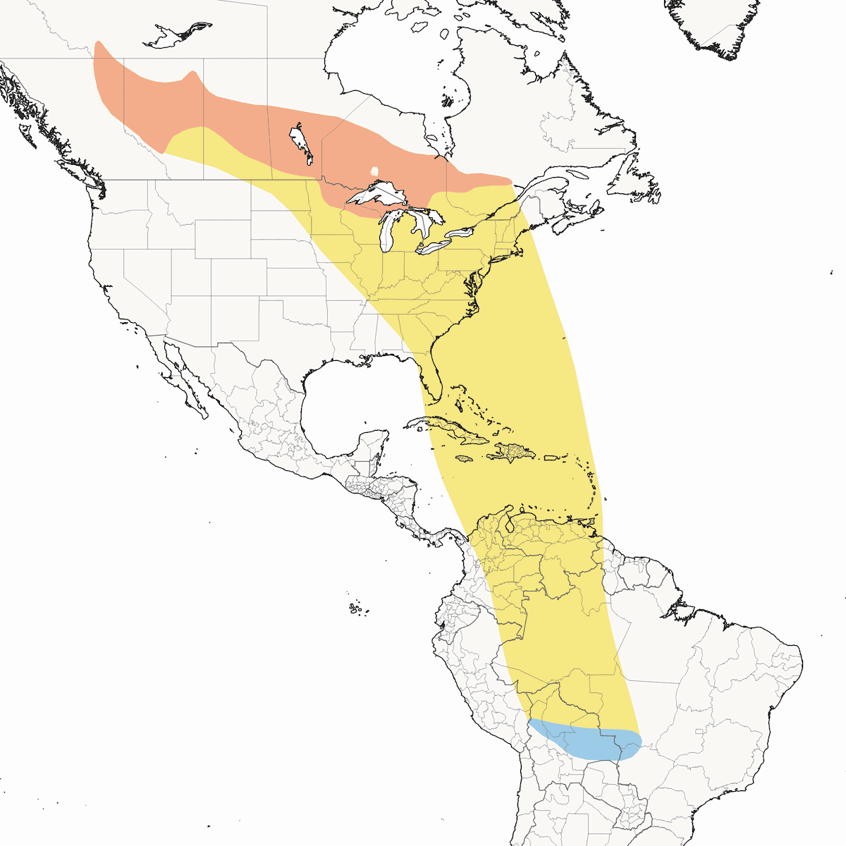 Connecticut Warbler, 分布 1
