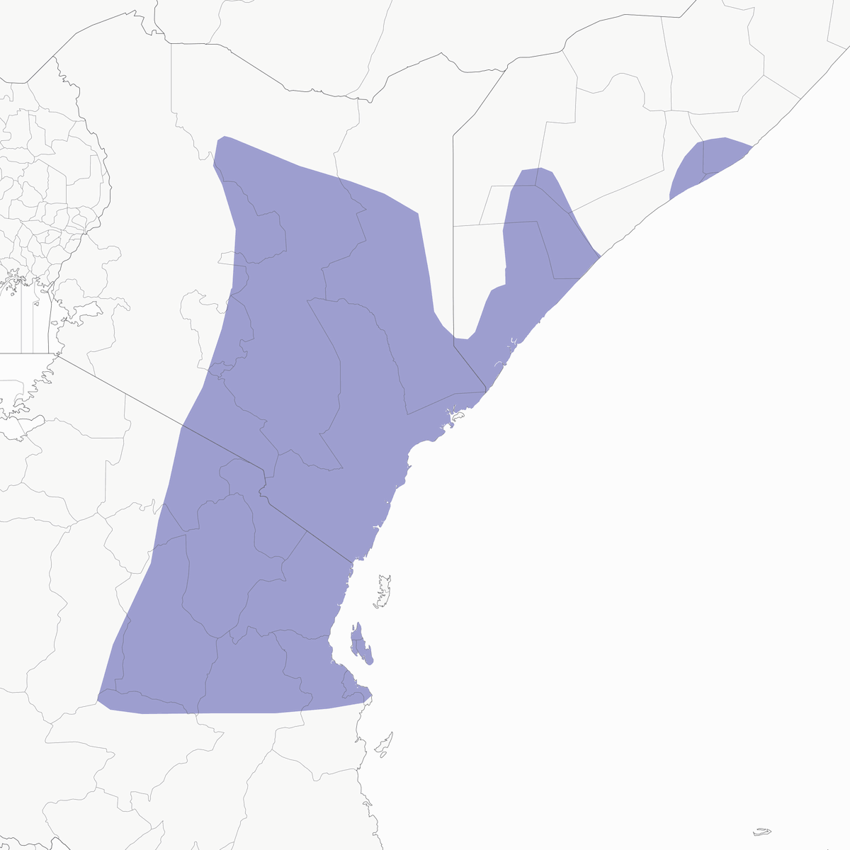 Eastern Crested Guineafowl, Distribution 1