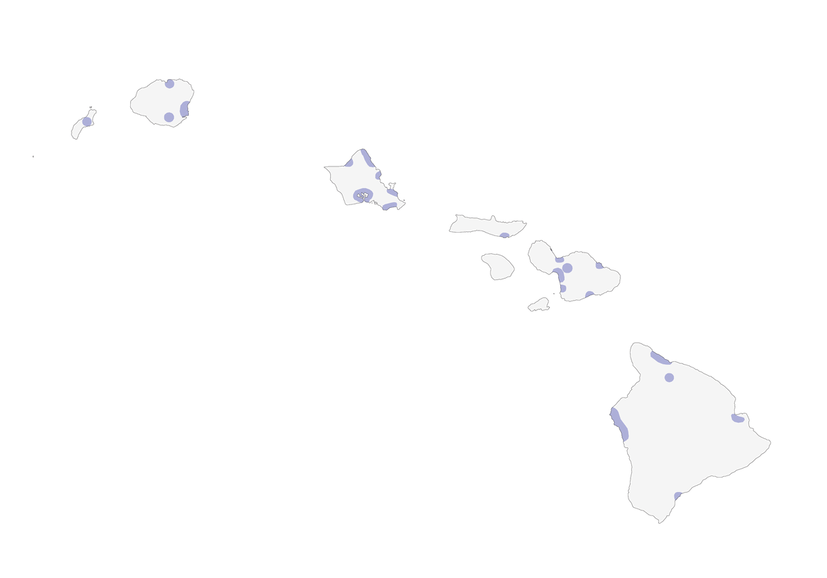 Folaga delle Hawaii, Distribuzione 1