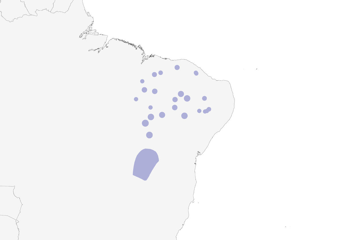 Moustached Woodcreeper, Distribution 1