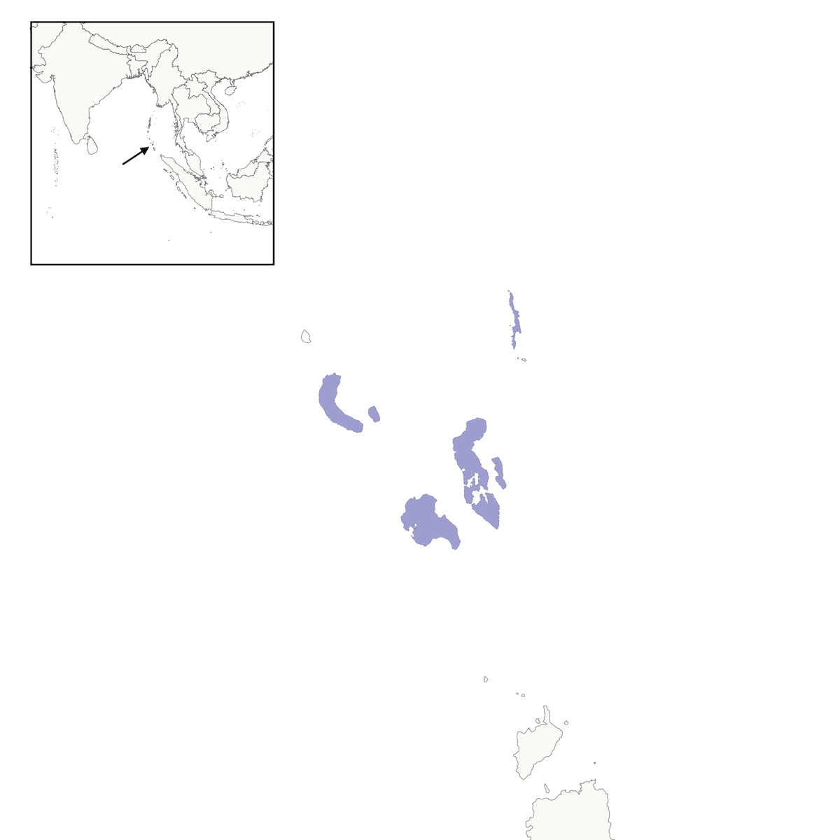 Bulbul de Nicobar, Distribution 1