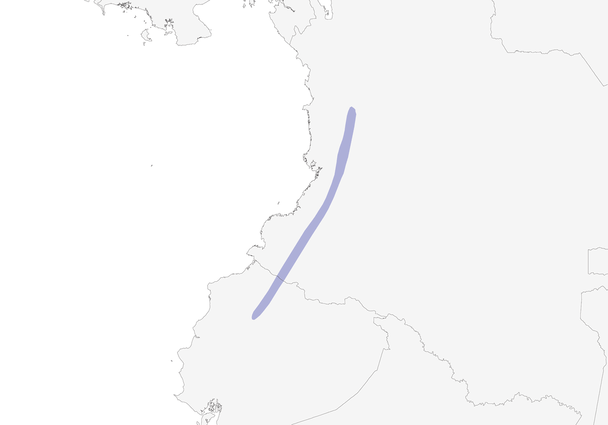 Colibrí de Babero Púrpura, Distribución 1