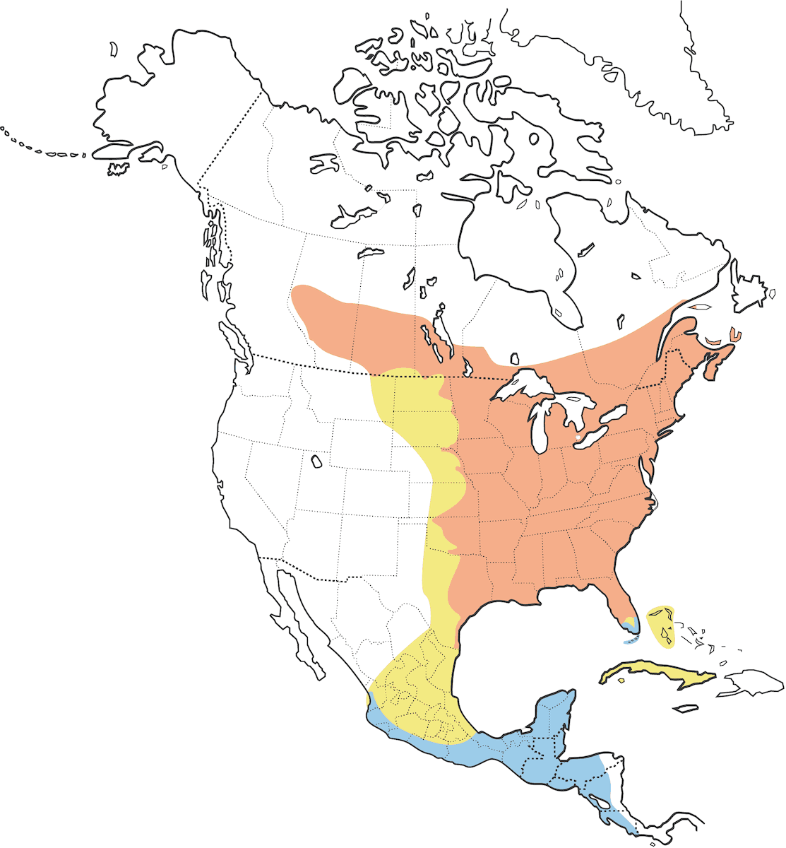 Ruby-throated Hummingbird, Distribution 1