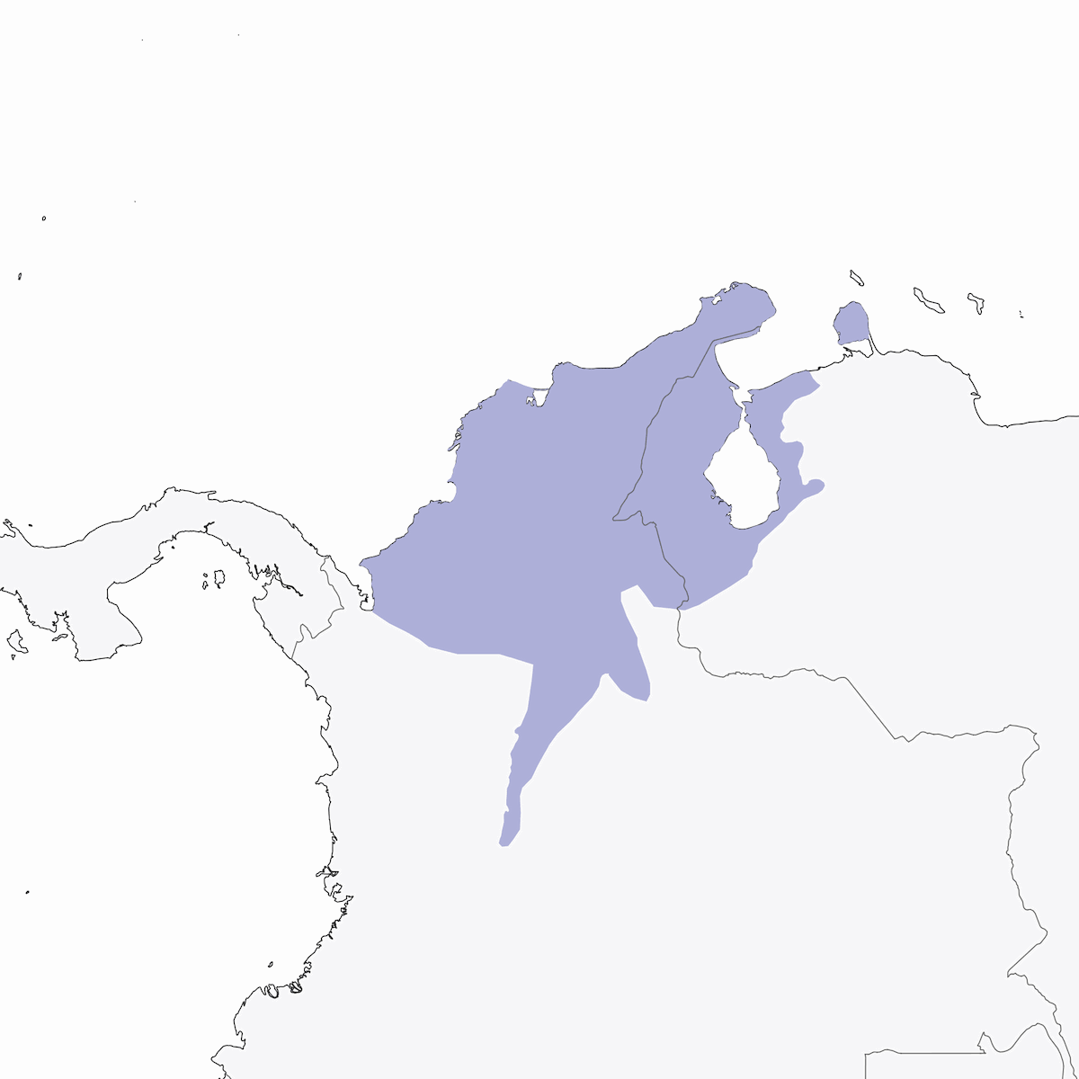 Russet-throated Puffbird, Distribution 1