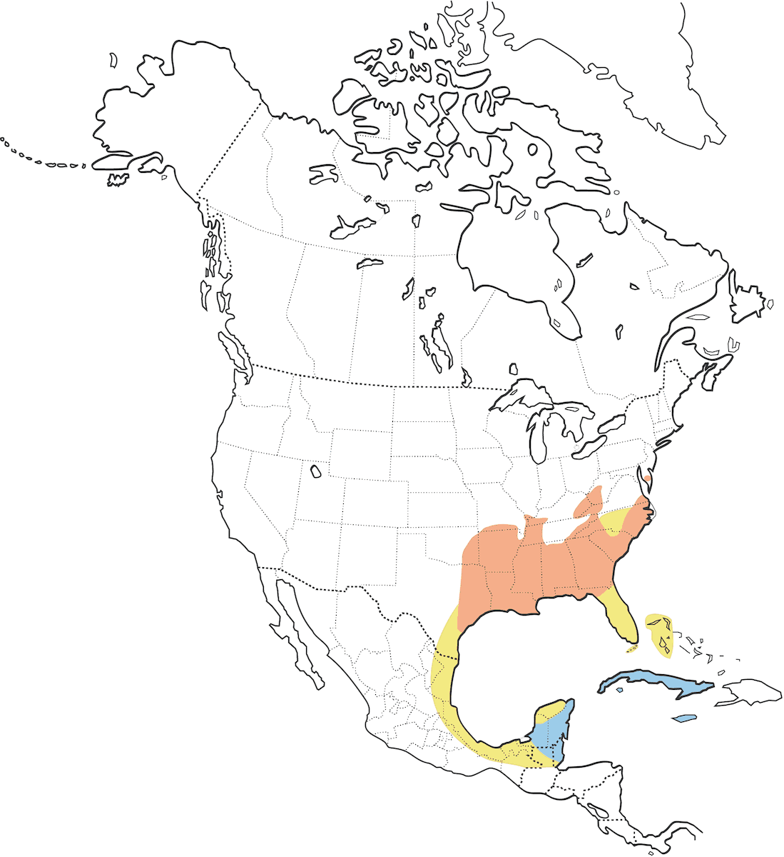 Swainson's Warbler, Distribution 1