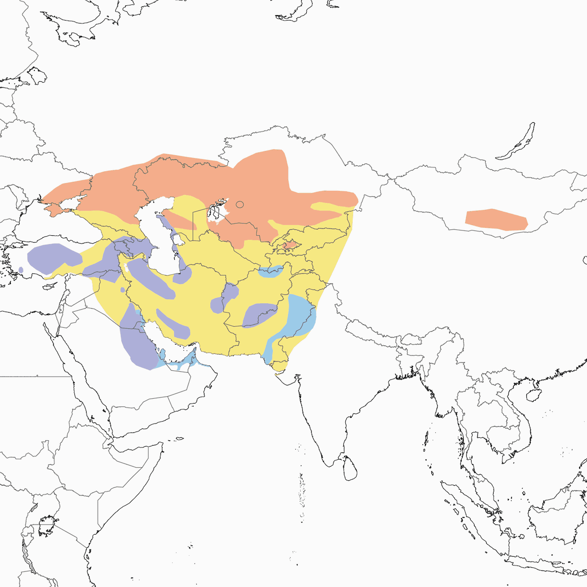 Turkestan Short-toed Lark, Distribution 1