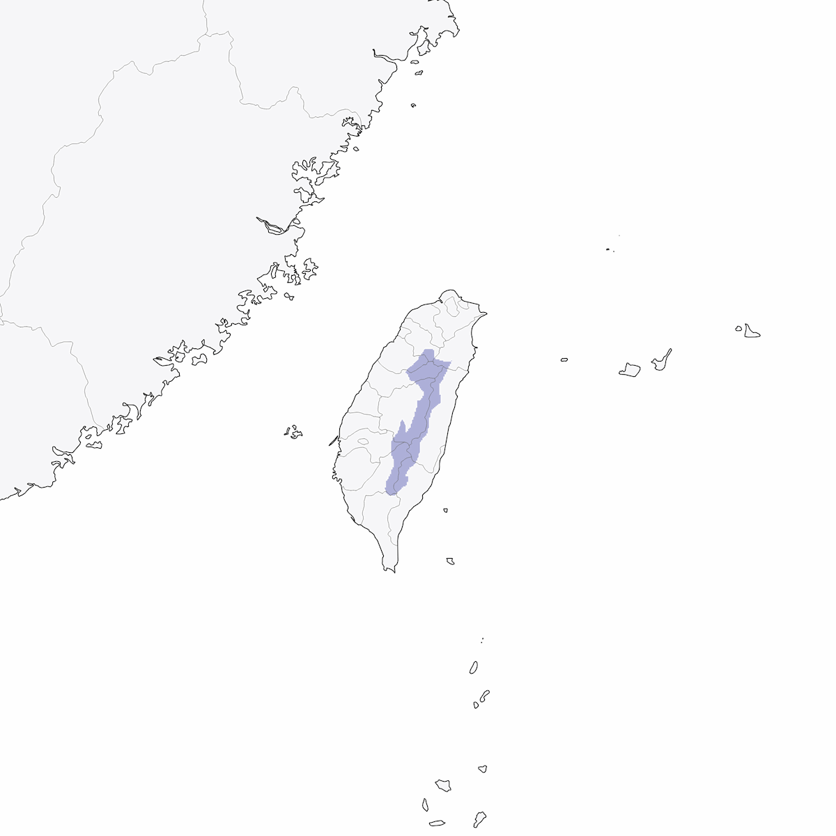Petirrojo Encinar de Taiwán, Distribución 1