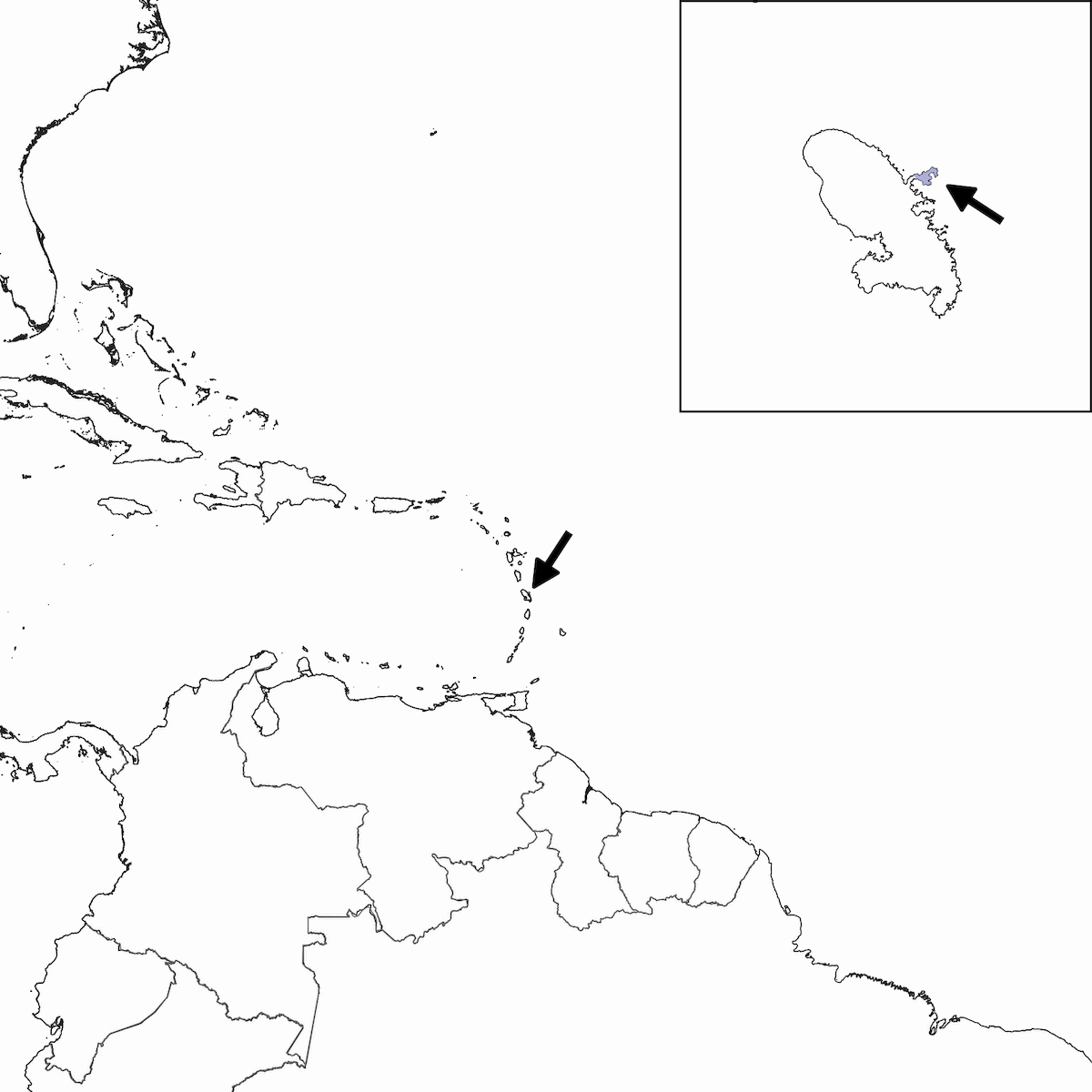 Mímido de Martinica, Distribución 1
