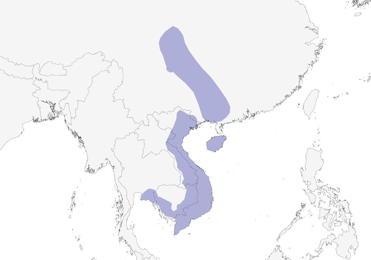 Indochinese Green-Magpie, Distribution 1